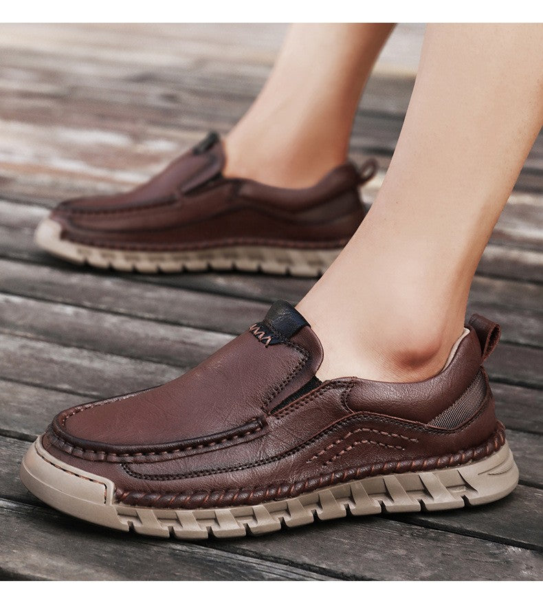 Men Handmade Genuine Leather Loafers Casual Comfortable High Quality Retro Business Shoes Spring and Autumn Men's Dress Shoes