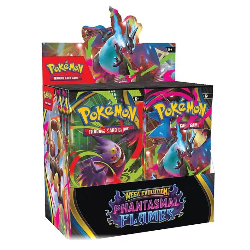 Cartas Pokémon Trading PTCG Desenho Animado Versão EUA ME02 Cartas Pacote de Reforço Chamas Fantasmagóricas Inglês Charizard ETB Coleção Presentes