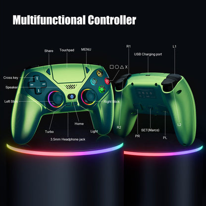 Controller For Playstation 5 PS5/PS5 Pro/Slim/PC,RGB Wireless Gamepad W/Hall Effect Trigger Marco/Turbo Anti-Drift Game Joystick