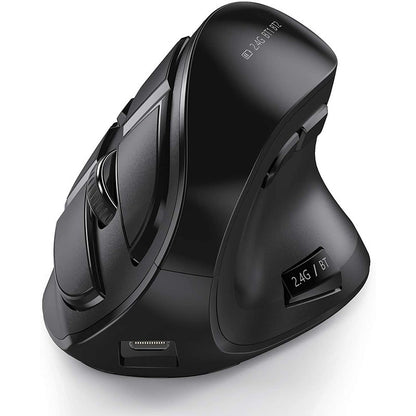 Mouse sem fio vertical Bluetooth para tablet, laptop e notebook, recarregável, USB, sem fio, ergonômico para destros