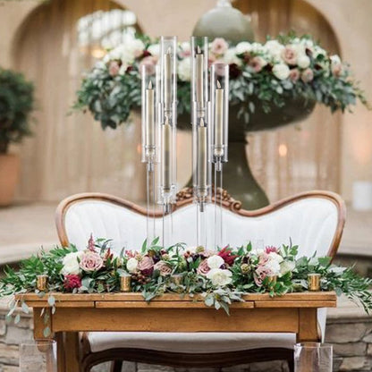 10 Pcs Clear 6-Arm Candelabra Taper Candle Holder Wedding Party Dining Table Banquet Christmas Event Decoration