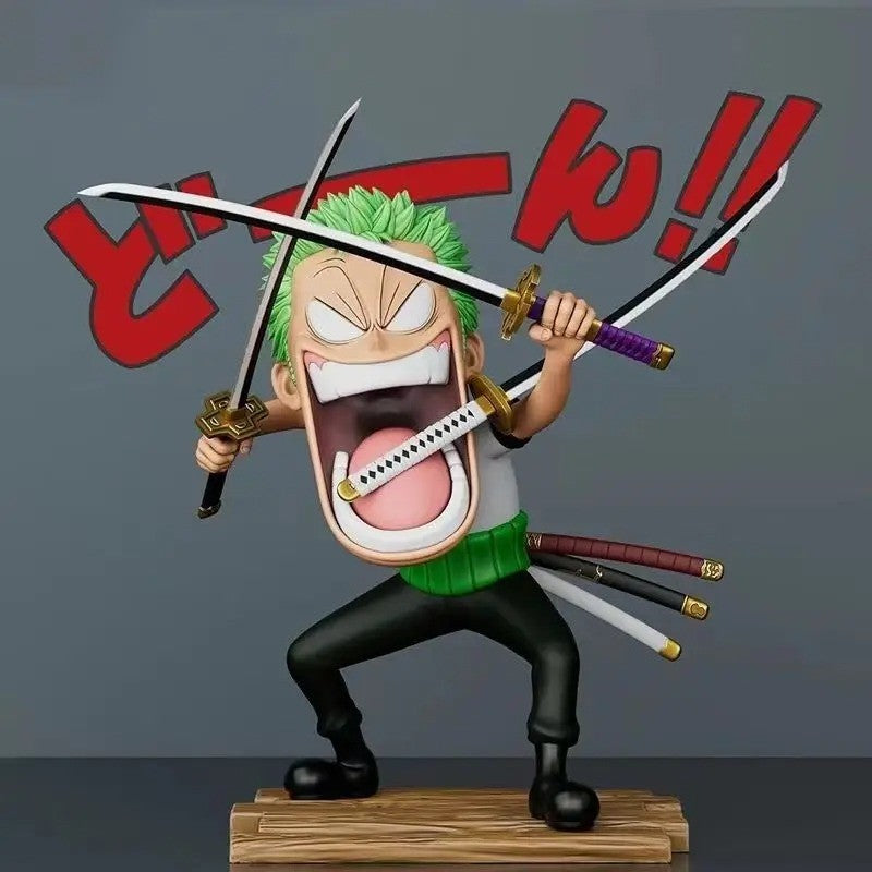Conjunto de 3 peças One Piece Hungry Trio, Capitão Sanji, Monkey D. Luffy, Roronoa Zoro, modelo de action figure divertido de anime, brinquedo colecionável