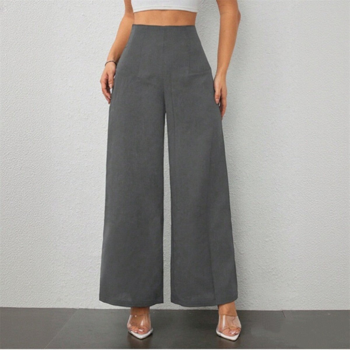 Women Elegant Wide Leg Pant 2025 Fashion New In High Waist Solid Trousers Office Lady French Pants Female Casual Street Clothing