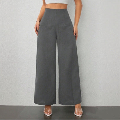 Women Elegant Wide Leg Pant 2025 Fashion New In High Waist Solid Trousers Office Lady French Pants Female Casual Street Clothing
