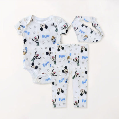 2/3Pcs Cute Minnie Mouse Baby Girl Suits Spring Summer Infant Boy Bodysuit + Pant 3-24Months Cotton Newborn Clothes Sets