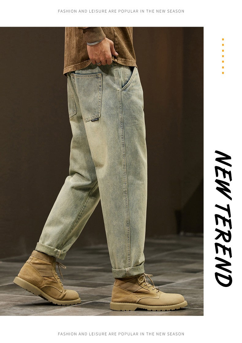 Men's 95% Cotton Jeans High Quality Loose Harem Pants Fashion Baggy Casual Outdoor Work Denim Pants Brand Men's Clothing