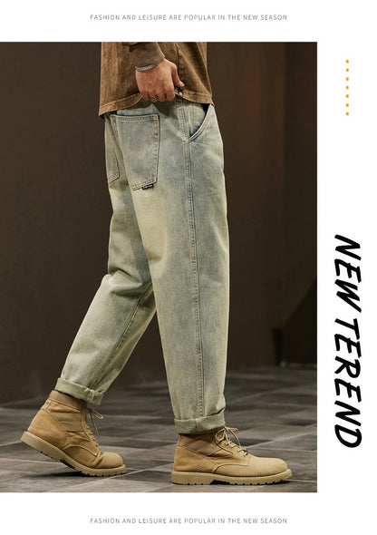 Men's 95% Cotton Jeans High Quality Loose Harem Pants Fashion Baggy Casual Outdoor Work Denim Pants Brand Men's Clothing