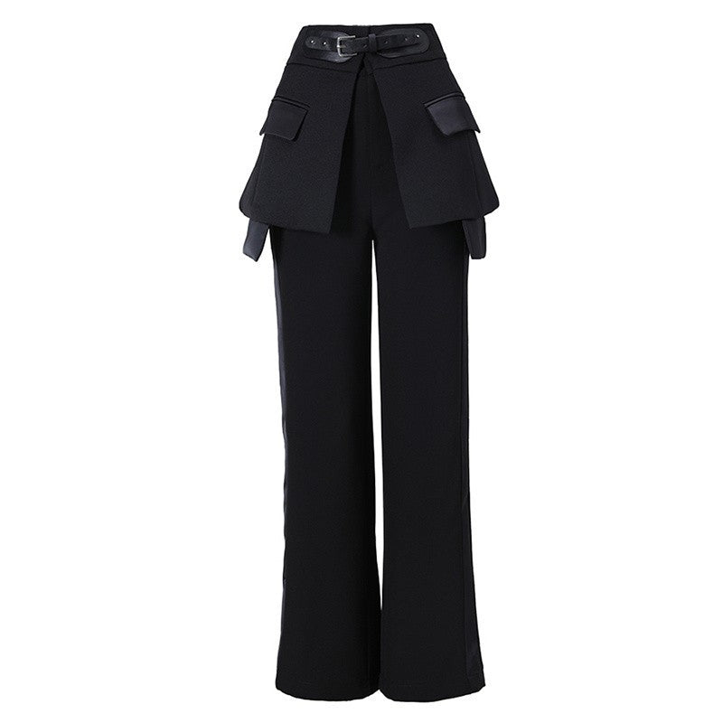 [Vibe] Black Irregular Pants High Waist Leather Long Wide Leg New Loose Fit Trousers Women Fashion Spring Autumn 2025
