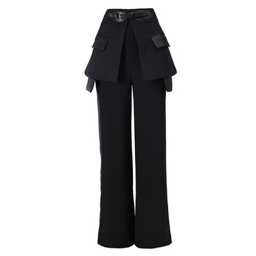 [Vibe] Black Irregular Pants High Waist Leather Long Wide Leg New Loose Fit Trousers Women Fashion Spring Autumn 2025