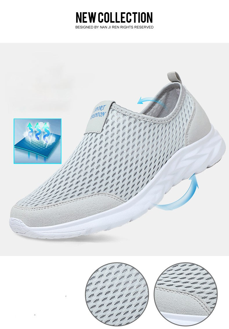 Tênis Masculino YRZL Respirável em Mesh, Casual, Antiderrapante para Uso Externo, Tamanho Grande, Loafer Leve para Caminhada, Calçado Masculino de Tênis