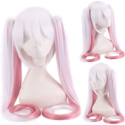 120CM Long Synthetic Hair Clips 2 Ponytails Lolita Green Pink Heat Resistant Party Wigs Synthetic Hair Hatsune Miku Wig Cosplay