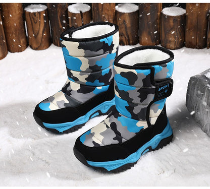 2025 Winter Children Shoes Plush Waterproof Fabric Non-Slip Girl Shoes Rubber Sole Snow Boots Fashion Warm Outdoor Boots