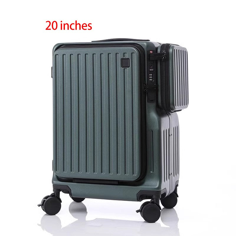 Mala de Viagem Multifuncional de Abertura Dupla de 20 Polegadas em PC com Porta USB, Suporte para Celular e Rodas com Freio, Bagagem de Viagem para Homens e Mulheres