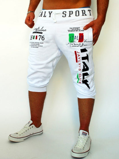 Men's Athletic Shorts Sweat Shorts Capri Pants Drawstring Print Letter Sports Outdoor Weekend Streetwear Stylish Sweatpants Male