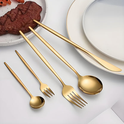 30 Talheres Dourados Prateados Conjunto de Talheres Aço Inoxidável Faca Garfo Colher Jogo de Mesa Conjunto de Talheres de Luxo para Cozinha de Festival