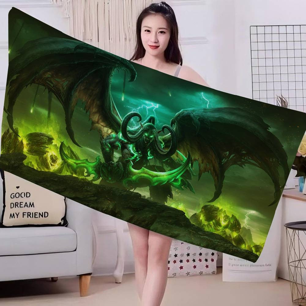 World Game Of W-Warcraft Microfiber Printed Beach Towel Mountain Climbing Yoga Beach Swimming Running Absorbent Soft Towel