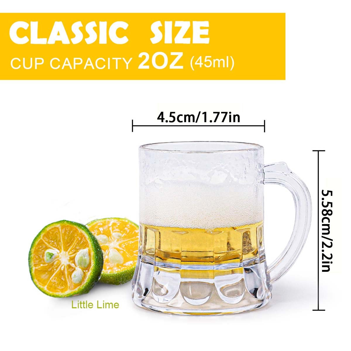 1/6Pcs Mini Clear Beer Stein, 2oz Beer Mugs, Shot Glasses for Drinking Beer Festival Birthday Party Supplies, Wedding Wine Glass