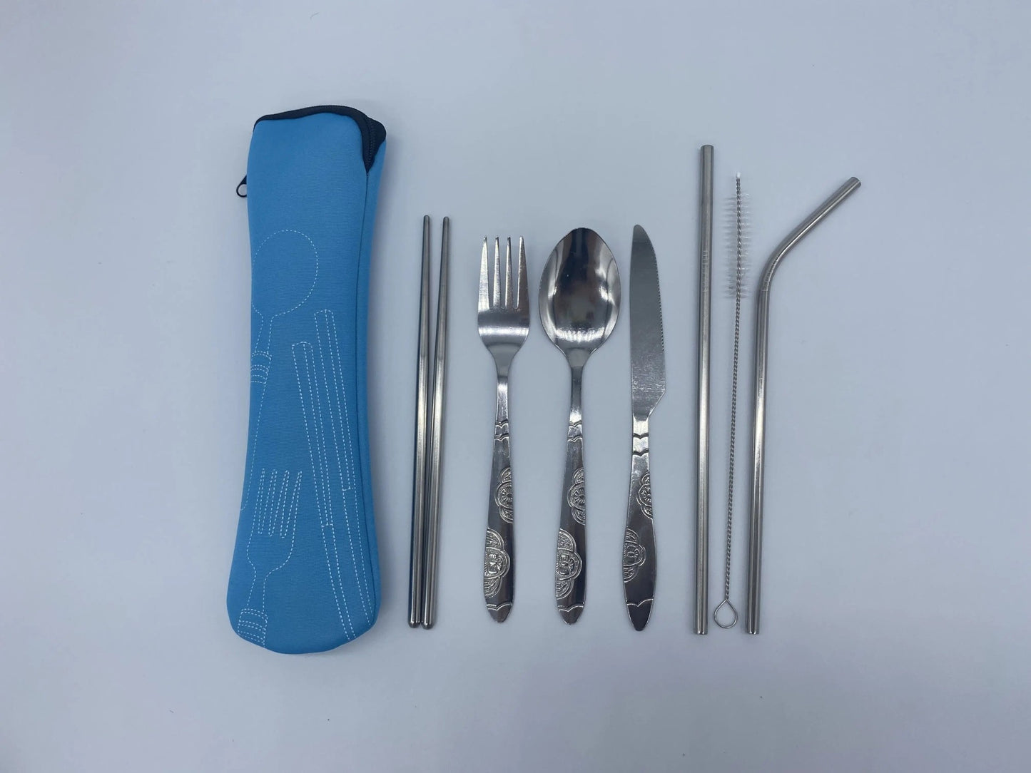 7/3 Peças Conjunto de Talheres de Aço Inoxidável para Acampamento ao Ar Livre Faca de Bife Garfo Colher para Comida Ocidental Bolsa de Pano Criativa Portátil