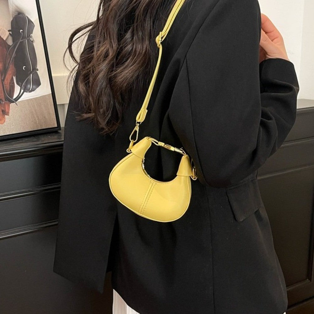 Simple Y2K Pu Leather Handbag Solid Color Minimalist Style Crossbody Bag Coin Purses Half-moon Crescent Bag Ladies