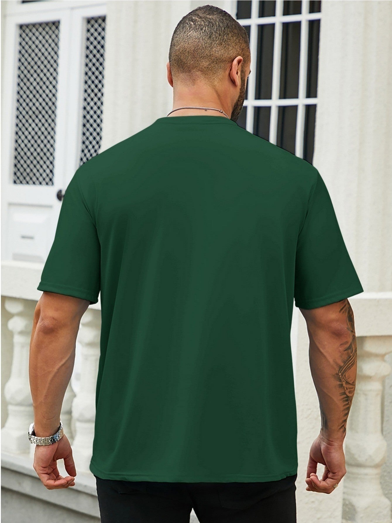 Men's summer 100% pure cotton fashionable casual sports wide pine pattern printed sports round neck short sleeved T-shirt top