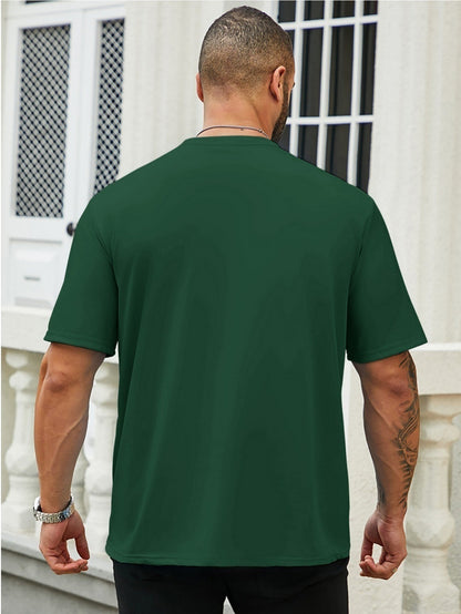 Men's summer 100% pure cotton fashionable casual sports wide pine pattern printed sports round neck short sleeved T-shirt top