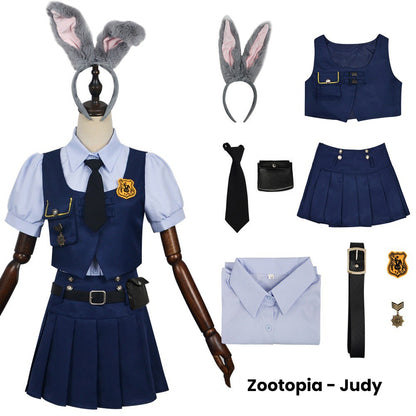 Hot Movie Zoo Judy Cosplay Costume Adult Rabbit Police Officer Cosplay Halloween Carnival Party Suit With Rabbit Ear Headwear