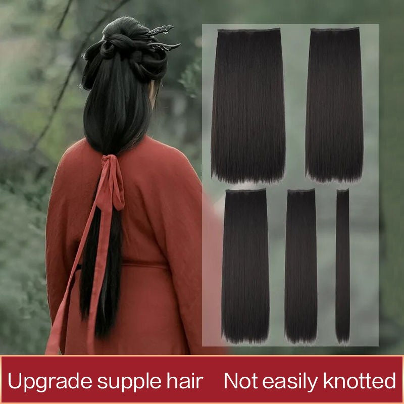 Hanfu wig piece corn whisker hairstyle one piece hair extension non knotted long straight hair piece antique hairstyle for women