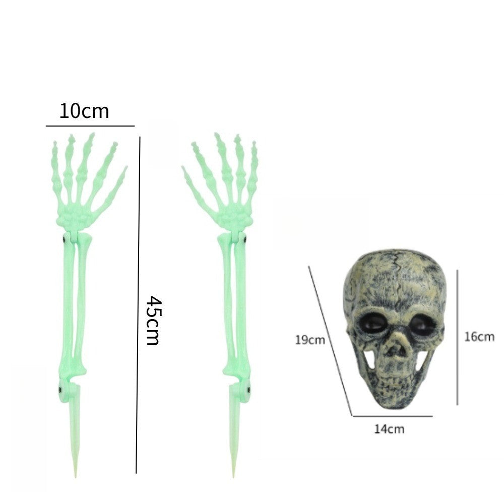 Halloween Skull Skeleton Head Realistic Human Hand Arms for Halloween Party Home Garden Lawn Decor Haunted House Horror Props