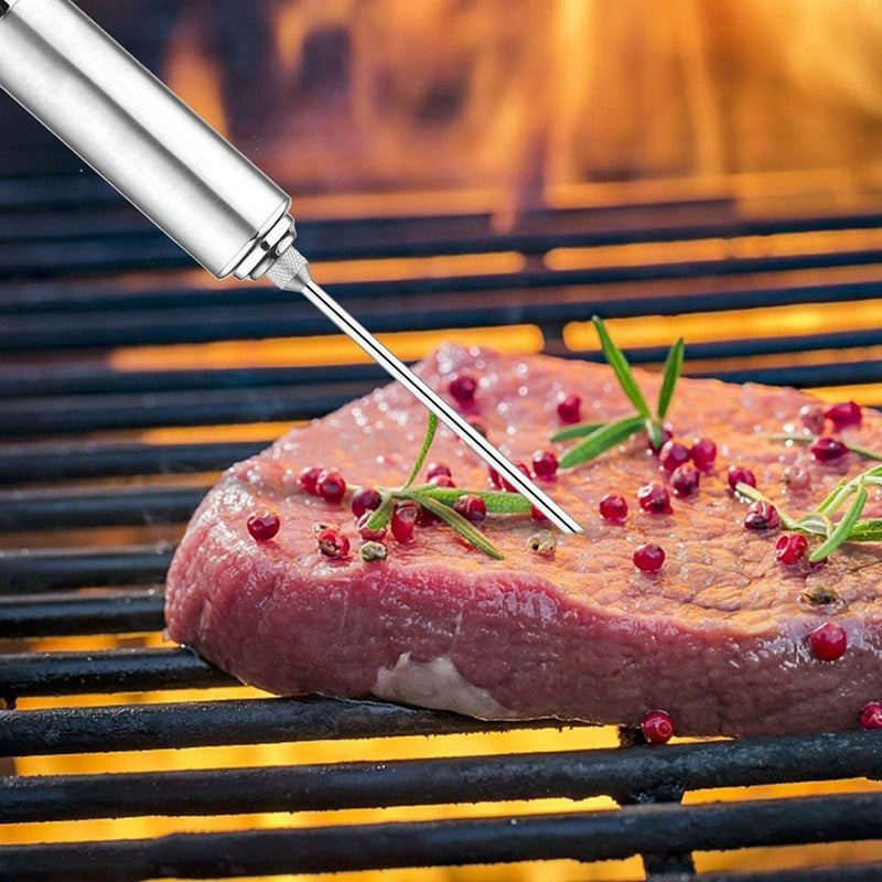 Seringa Injetora de Carne, Injetor de Tempero de 60ml de Aço Inoxidável 304 com 3 Agulhas Profissionais, 2 Escovas de Limpeza