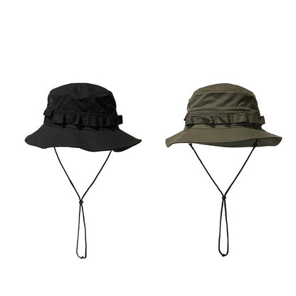 Newest Four Seasons Cotton Solid Bucket Hat with Small Pocket Fisherman Hat Outdoor Travel Sun Cap for Men and Women