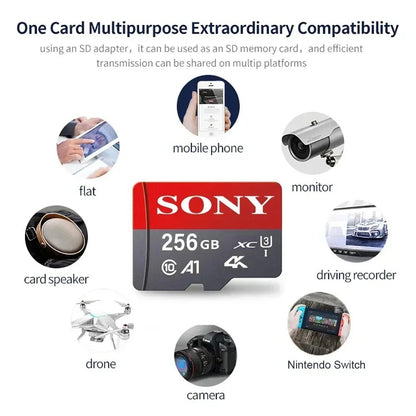 Cartão Micro SD SONY TF Mini 1 TB Cartão de Memória Classe 128 GB 256 GB de Alta Velocidade Cartão de Memória Flash TF Mecard C10 para Xiao Mi