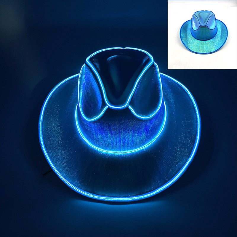 Chapéu de Cowboy LED Sem Fio, Chapéu de Cowboy Luminoso, Chapéu de Cowgirl Rosa para Discoteca, Noivas, Acessórios para Shows, Boates e Festas a Fantasia