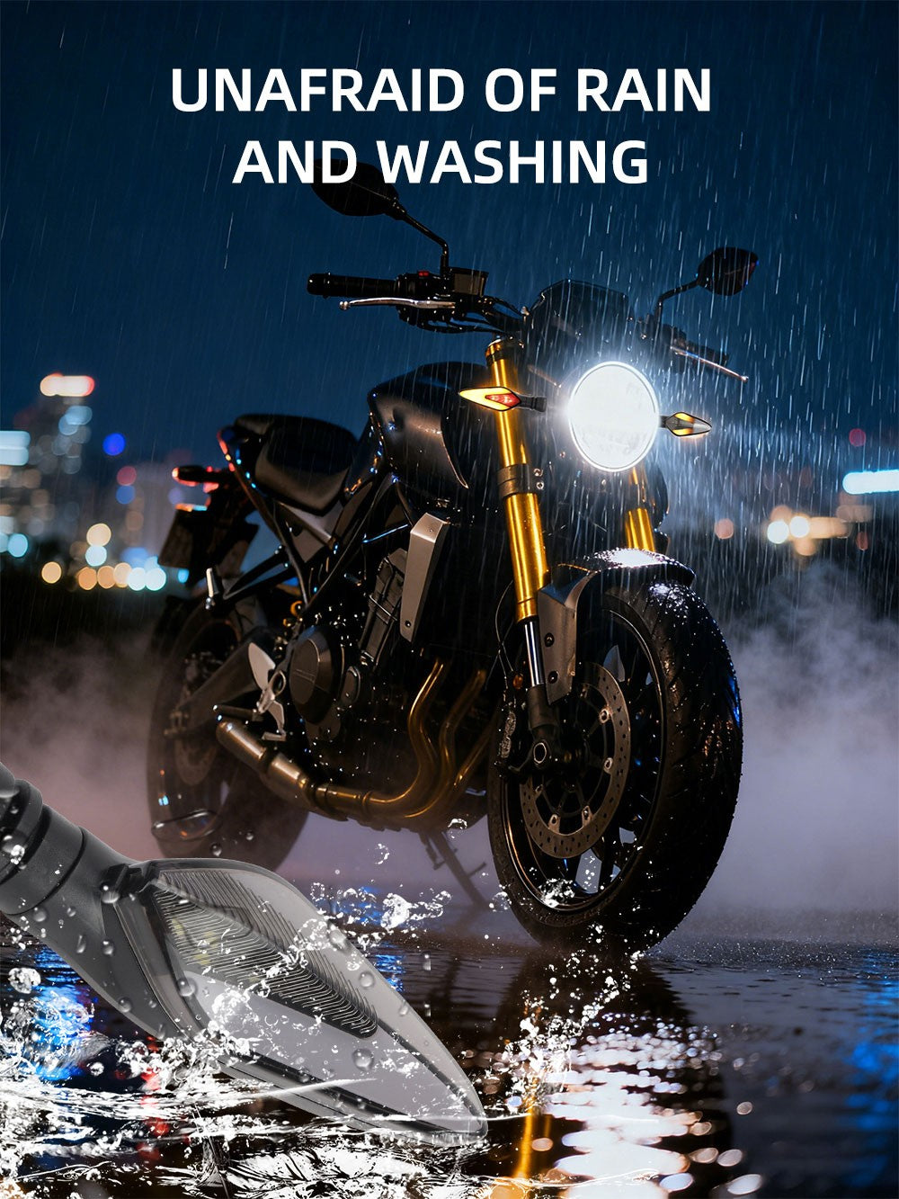 1 par de luzes LED para piscas de motocicleta, branco, amarelo, indicador, fluxo de água, indicador traseiro, pisca-pisca, DRL, luz de circulação diurna