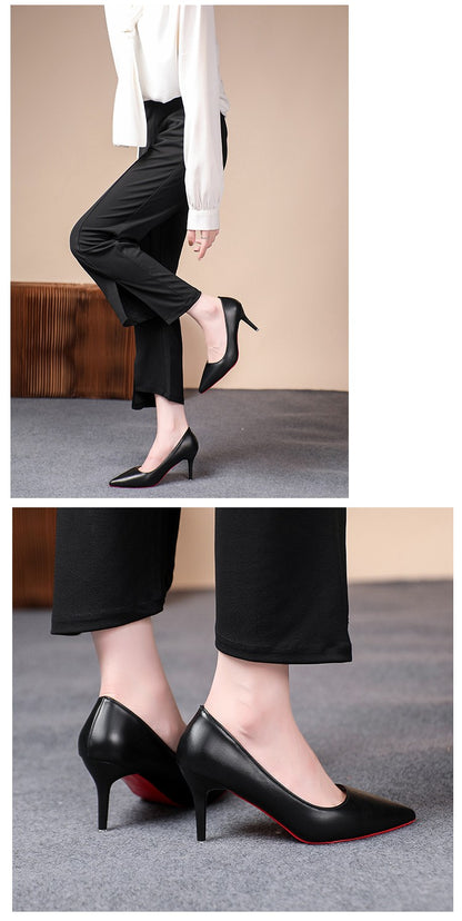 Sexy Fashion Red Sole Women's Pumps Matte Leather Stiletto Heels Shoes Classic Black Career Work Dress Shoes Ladies High Heels ?