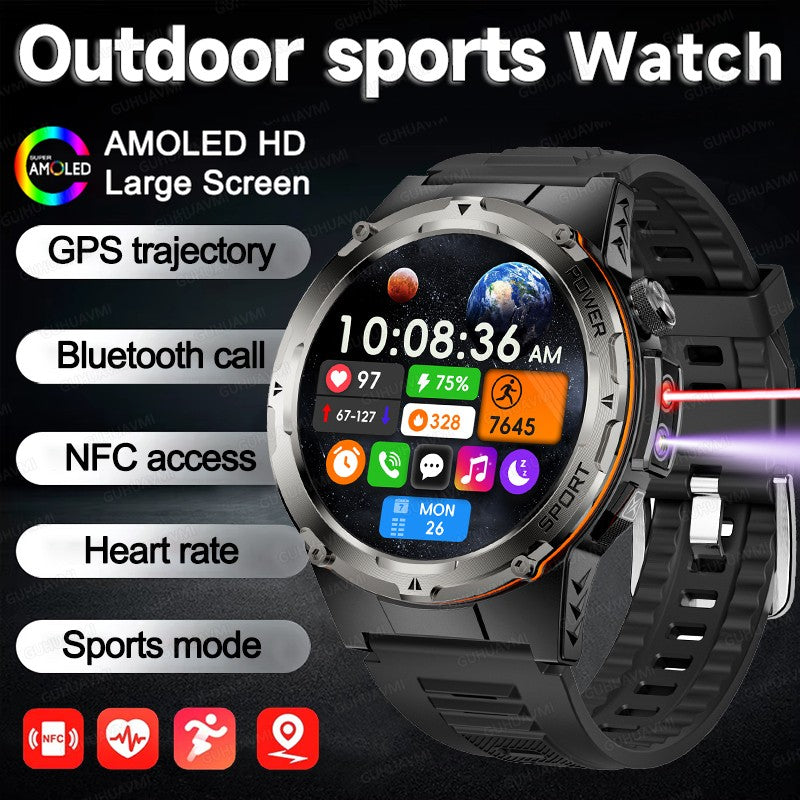 2026 Popular Outdoors GPS Sports Smart Watch Masculino Tela AMOLED Bússola à Prova D'água 500mAh NFC Chamada HD Smart Watch Para Homens T-REX 3