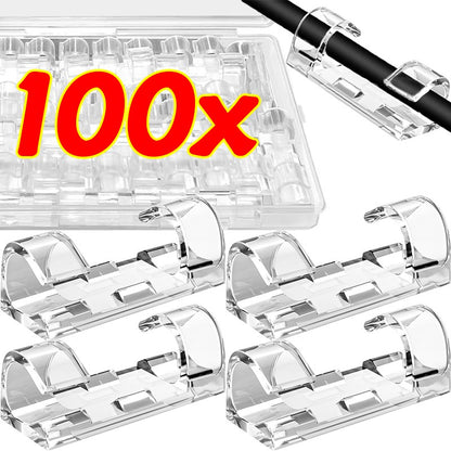 20/100 peças Grampos Organizadores de Cabos Suporte de Fio Transparente Gerenciador de Fios de Casa Escritório Enrolador de Linha de Dados USB Protetor de Ganchos