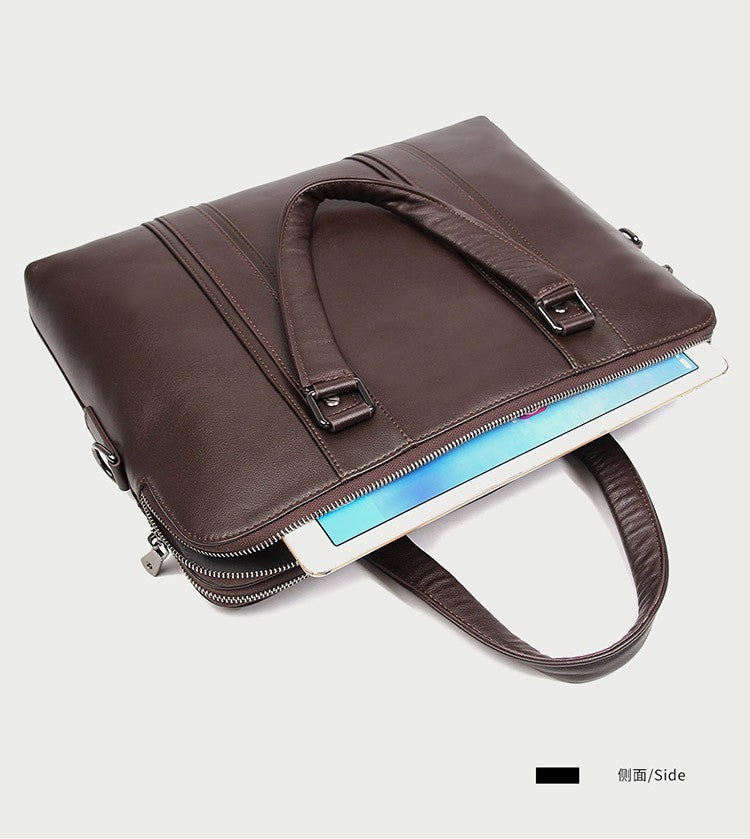 Luxury Genuine Leather Briefcase Men Leather Business Bag 15.6" Laptop Bag 14 Male Office Bag Document File Case Shoulder Bag