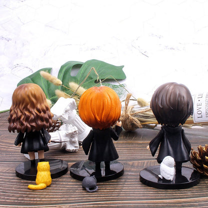 Hot 3-10 unidades/conjunto Harri Q Style Potter Posket Hermione Ron Hedwig Boneco de Vinil Brinquedo Decoração de Bolo Carro Modelo PVC Boneca Presente Brinquedos