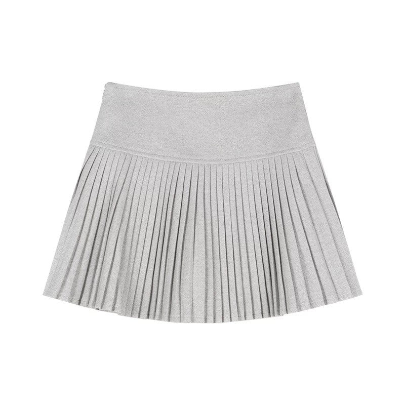 Wool Skirt Women High Waist Pleated Mini Skirt with Bulit-in Shorts Tennis Skirt Teen-girl Fall Winter Vintage Academia Outfit