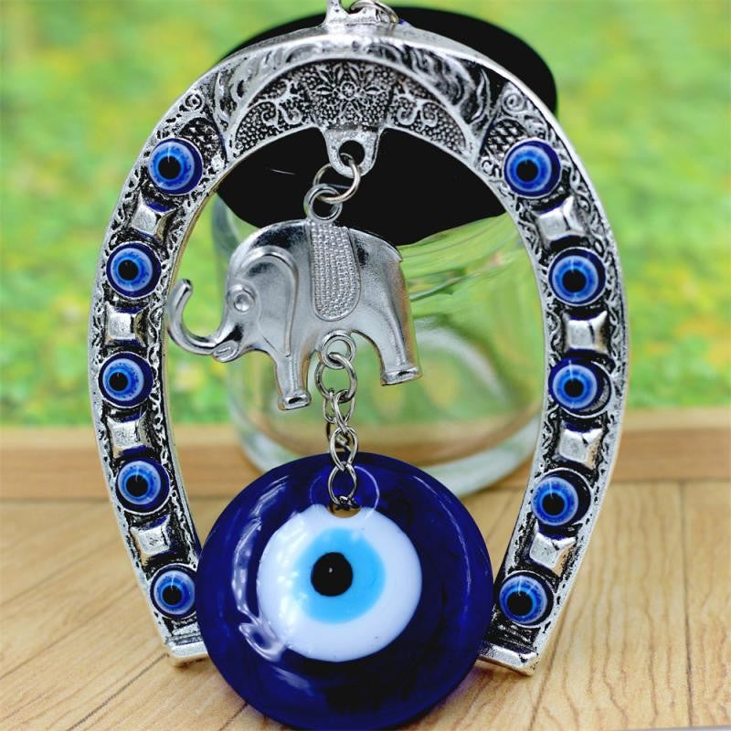 Pingente Criativo para Carro Elefante Liga Resina Vidro Lindo Olho Azul Amuleto da Sorte Decoração Ornamento Acessórios Automotivos