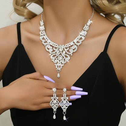 Conjunto de joias estilo palaciano com design sofisticado, joias femininas de luxo com strass incrustados