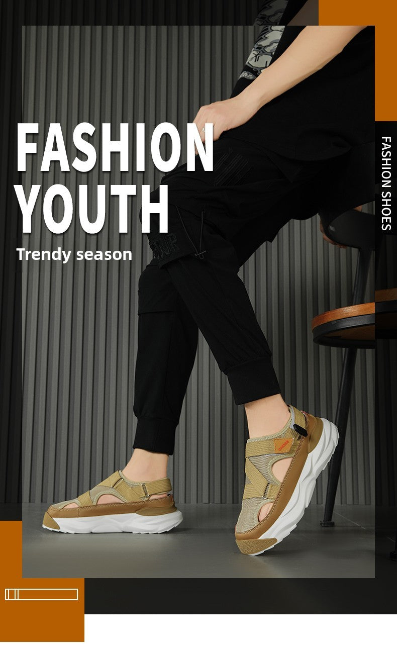 Men's Sandals Summer Platform Slippers Non-Slip Beach Pool Sandals Mesh Hole Men's Garden Shoes Flip Flop Outdoor Water Shoes