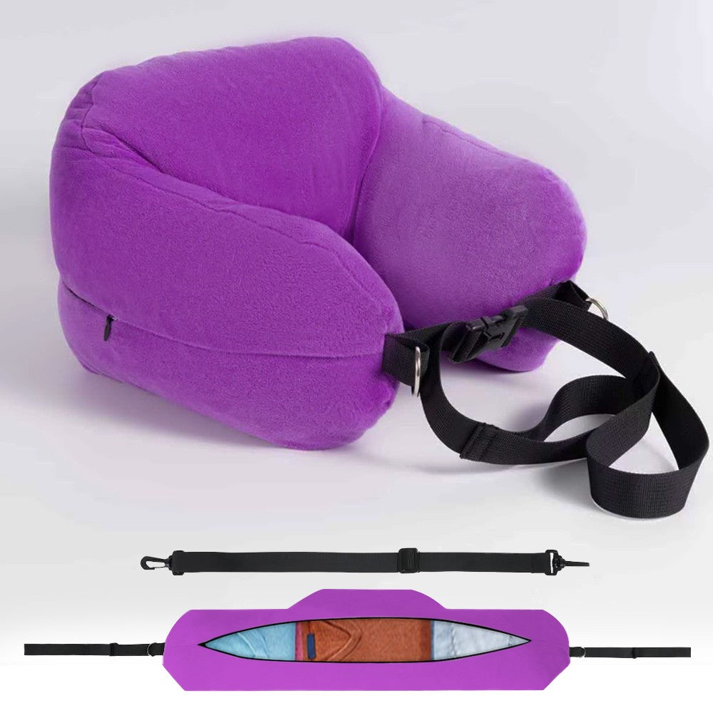 Comfortable Travel Pillow Adjustable U-Shaped Neck Pillow Washable Multi-Functional Fillable Portable Pillow Case for Airplane