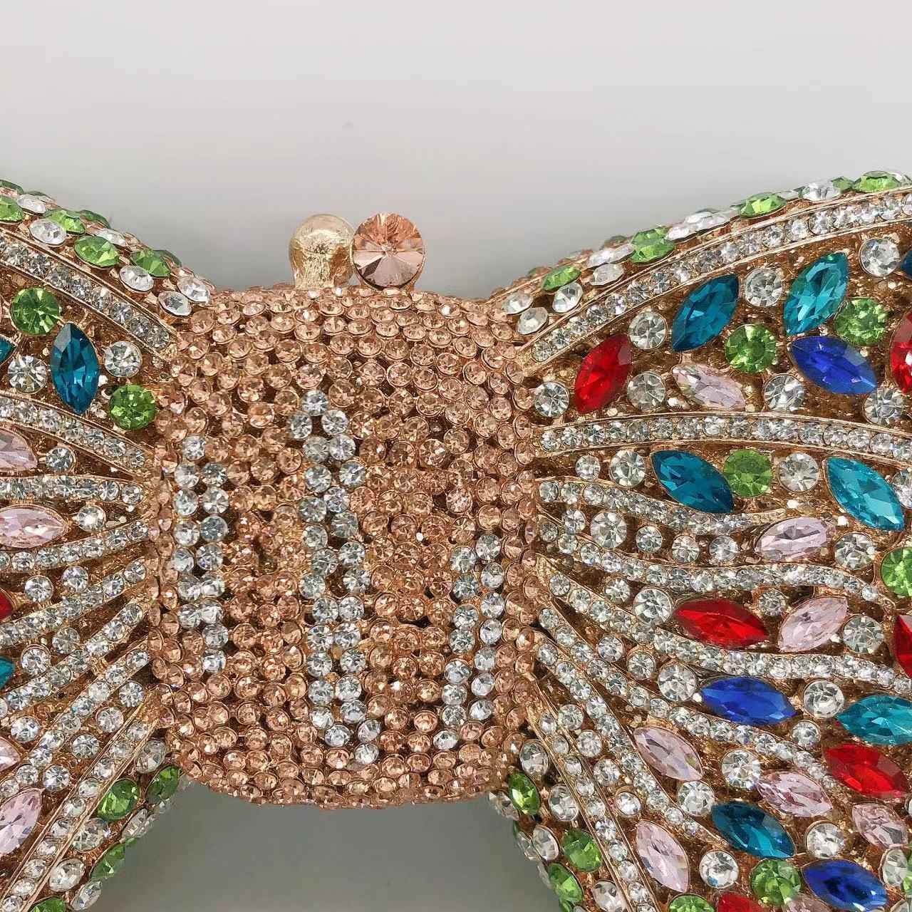 Newest Rhinestone Green/Black Clutch Purse Bow Luxury Diamond Women Red Evening Clutches Bags Wedding Bridal Bag Stones Handbags