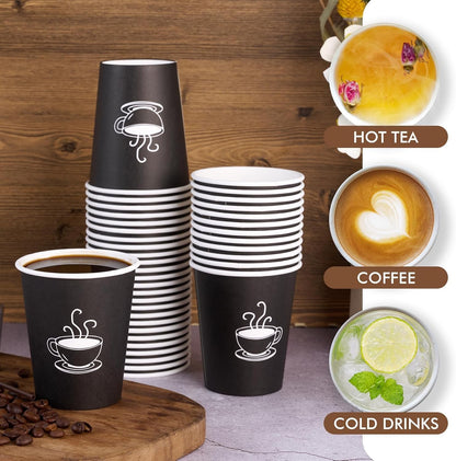 360 Pack 8 oz Paper Coffee Cups, Disposable Black Paper Cups for Hot Beverage, Drinking Water, Used for Cafes, Offices a