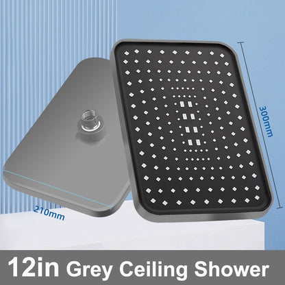 New 30cm Large Size High Pressure Overhead Rain Shower Head Large Flow Booster Rain Shower Head 360° Rotation Water Saving