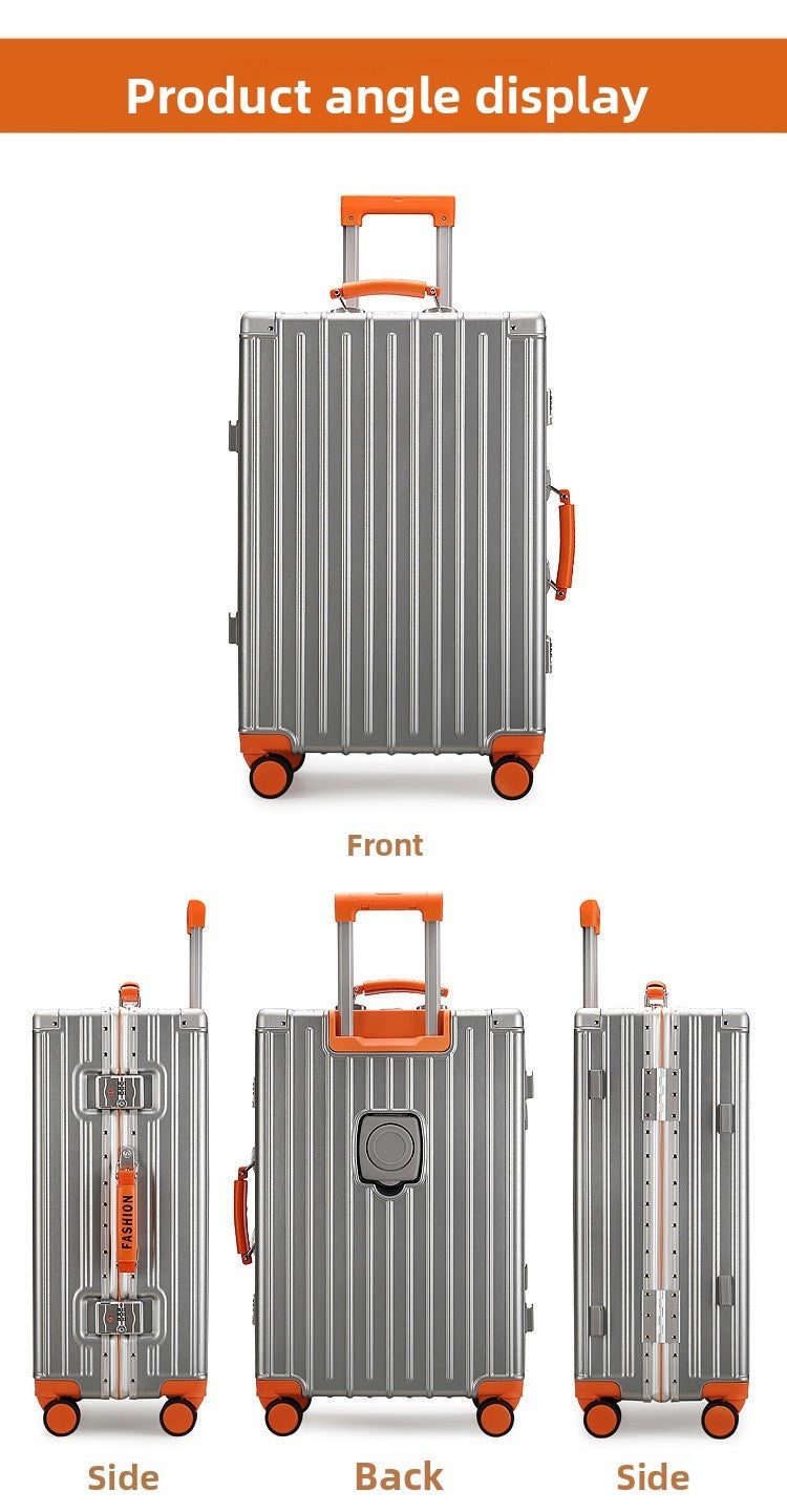 Mala de Bagagem Multifuncional, Maleta com Combinação de Cores e Trava e Rodas Silenciosas, Mala de Viagem com Carregamento USB 20/22/24/26 polegadas