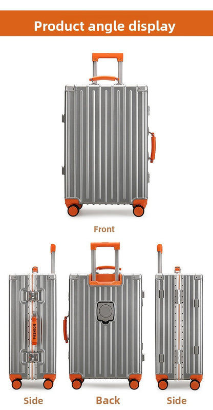 Mala de Bagagem Multifuncional, Maleta com Combinação de Cores e Trava e Rodas Silenciosas, Mala de Viagem com Carregamento USB 20/22/24/26 polegadas