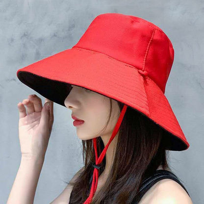 Double-Sided Sun Beach Cap Portable Fisherman Cap Foldable Panama Hat Solid Color Anti-UV Spring Summer Outdoor Beach Visor