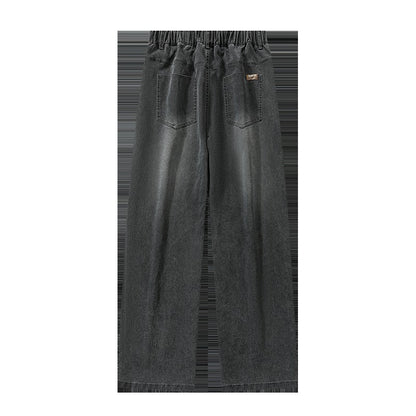 Calças jeans masculinas largas de perna reta, cintura alta, plus size, extra longas, 115cm, Primavera 190